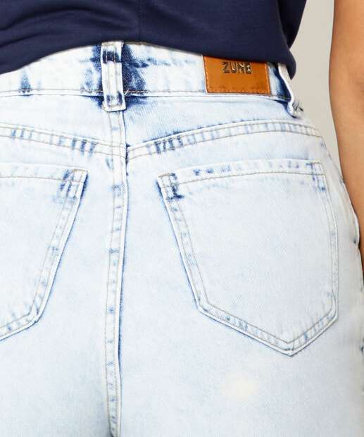 Short Cintura Alta Feminino Bolsos Zune Jeans