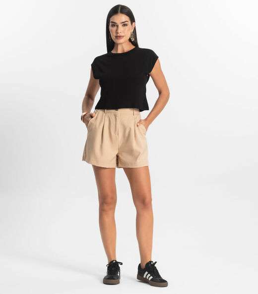 Blusa Básica Feminina Viscotorcion Rovitex Preto