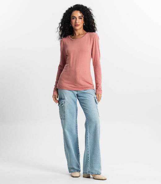 Blusa Manga Longa Feminina Rovitex Rosa