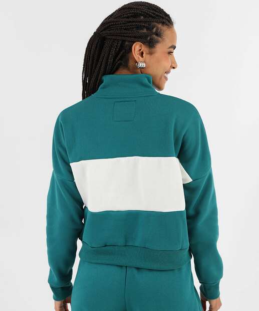 Blusão Feminino Cropped Moletom Flanelado Marisa Verde