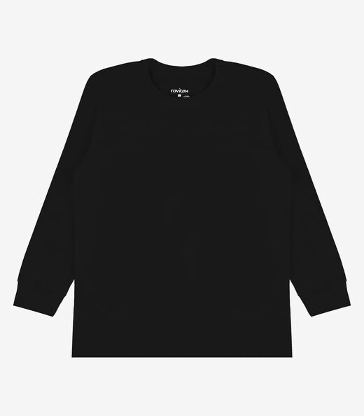 Camiseta Manga Longa Básica Rovitex Kids Preto