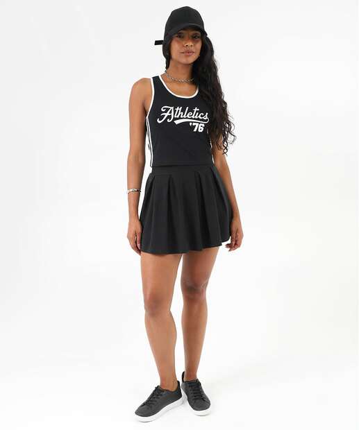 Blusa Regata Feminina Frase Listras Marisa Preto