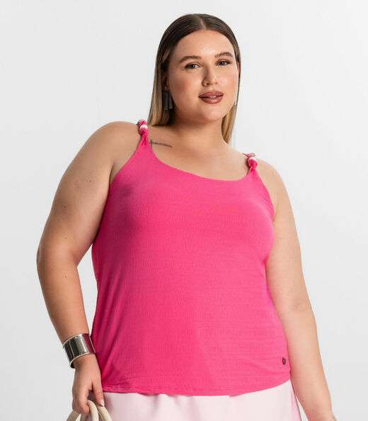 Blusa De Alça Plus Size Secret Glam Rosa