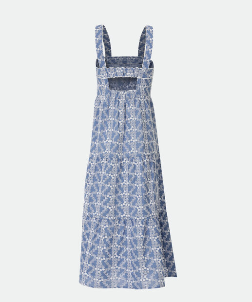 Vestido Midi Feminino Bordado Alças Largas Marisa