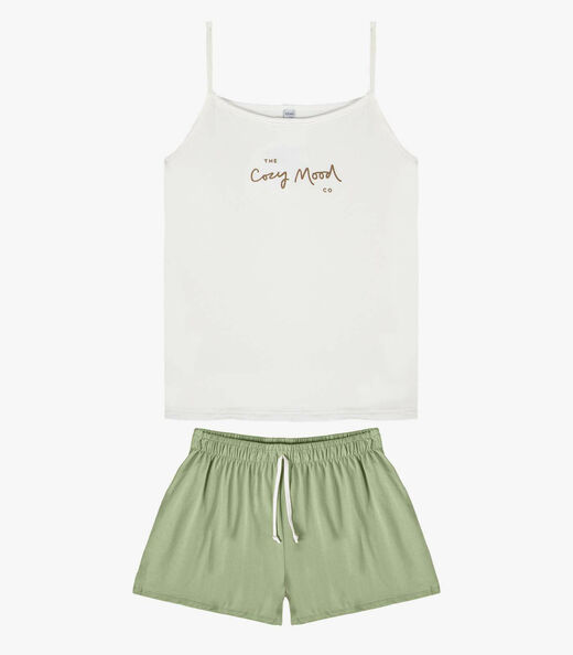 Pijama Feminino Blusa De Alça E Short Infinita Cor Verde