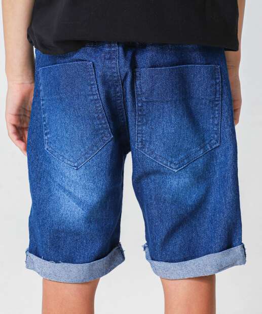 Bermuda Infantil Jeans Bolso Tam 04 a 08 Preto