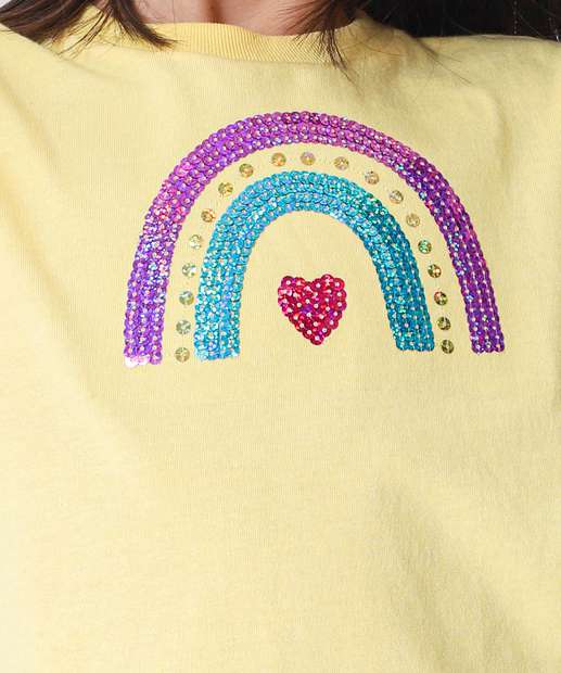 Blusa Infantil Paetês e Brinde Marisa Tam 4 a 10 Amarelo