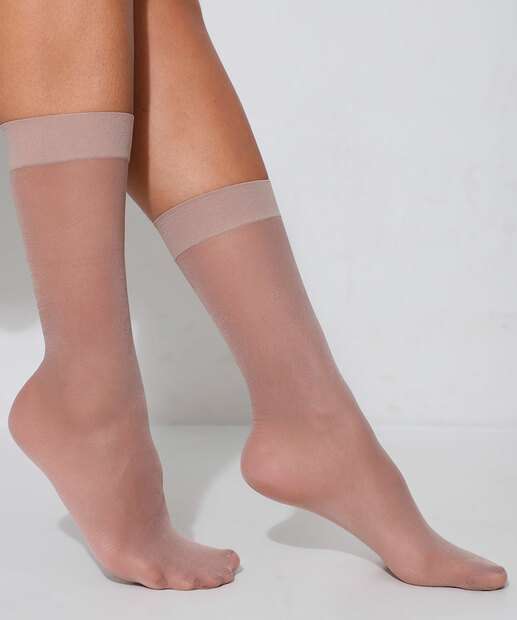 Kit 3 Pares Meias 3/4 Feminina Social Fio 20 Marisa Natural