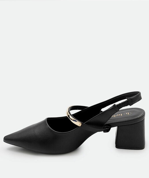 Scarpin Feminino Slingback Salto Grosso Bebecê Preto