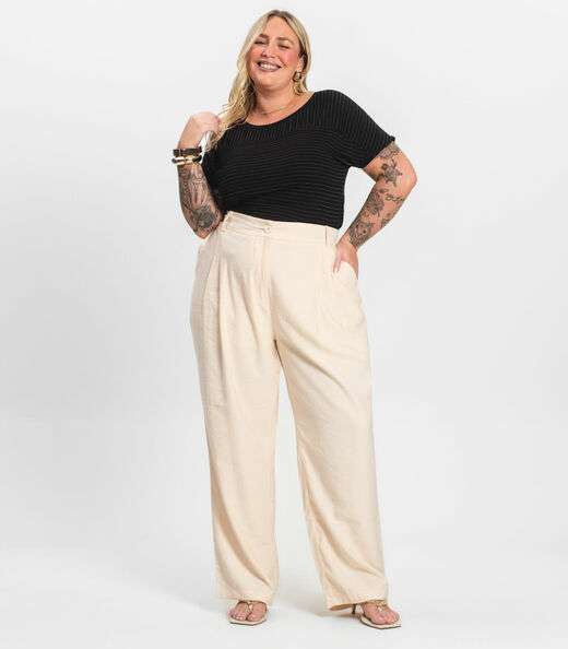 Blusa Feminina de Viscose Plus Size Infinita Cor Preto