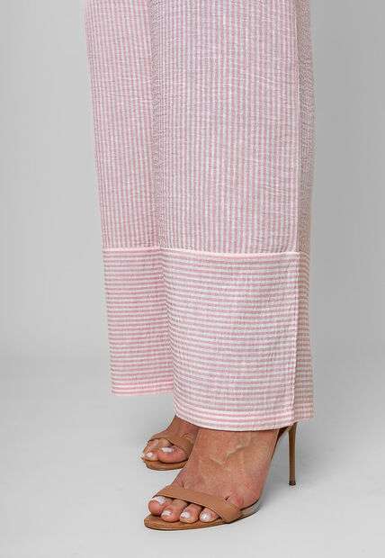 Calça Pantalona Alfaiataria Listrada Rosa Salvatore