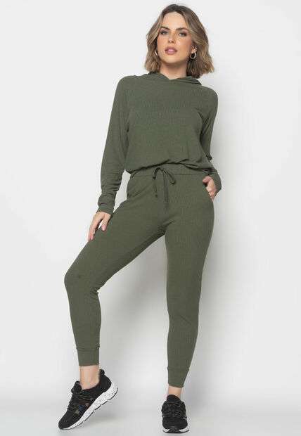 Image_Conjunto  Comfy Com Casaco e Jogger Canelado Verde Salvatore Fashion