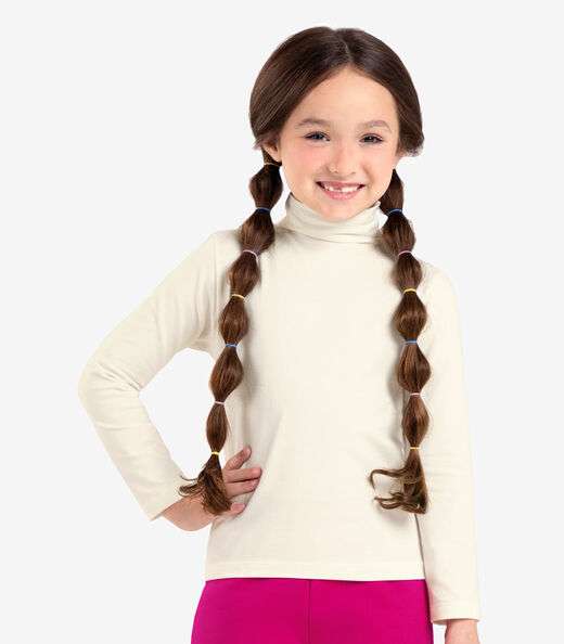 Blusa Manga Longa Infantil Gola Alta Rovitex Kids Bege