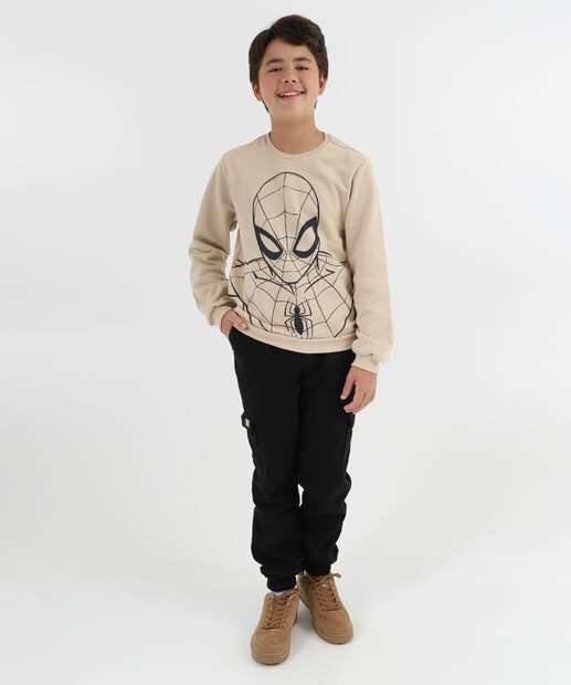 Blusão Juvenil Moletom Homem Aranha Marvel Tam 10 a 16 Bege