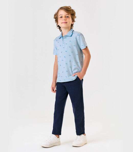 Calca Menino Moletinho Piquet Tick Nick Azul