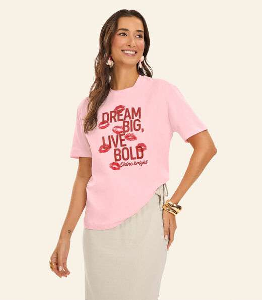 Image_T- Shirt Overzised Meia Malha Feminina Rovitex Rosa