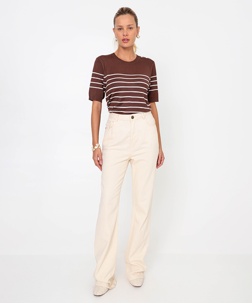 Blusa Feminina Tricô Botões Marisa Marrom