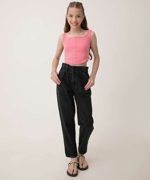 Image_Calça Jeans Clochard Juvenil Marisa Tam 10 a 16 Preto
