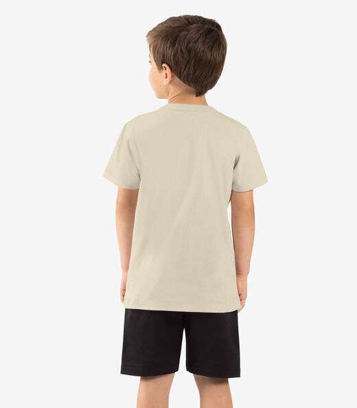 Conjunto Infantil Camiseta Com Bermuda Rovi kids Bege