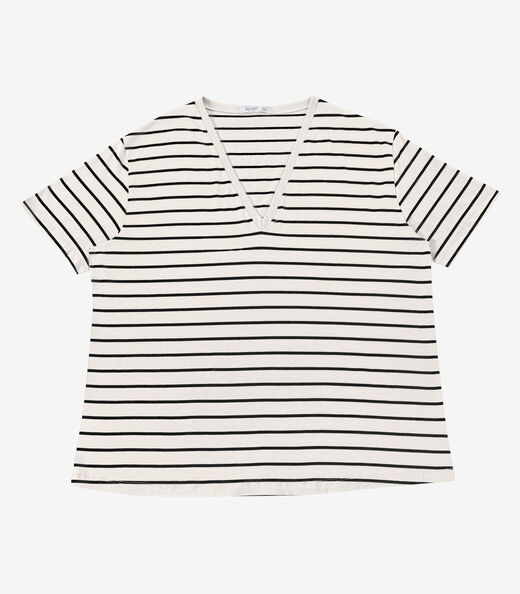 Blusa Feminina Plus Size Gola V Secret Glam Bege