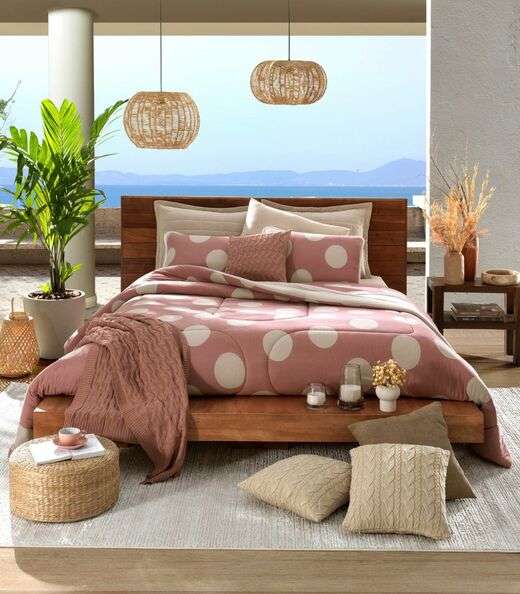 Edredom Casal Estampado Premium Vivaldi Rosa | Marisa