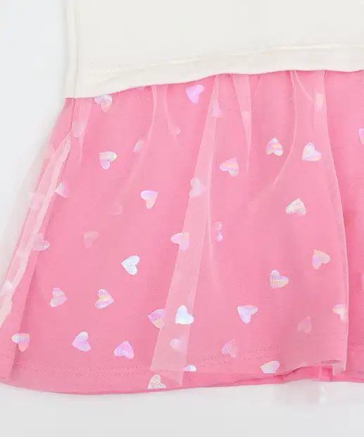 Vestido Infantil Tule Magali Tam 1 a 3 Off White