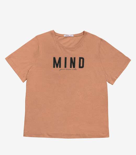 T- Shirt Feminina Plus Size Secret Glam Marrom