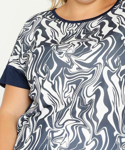 Blusa Plus Size Feminina Estampada Manga Curta Marisa