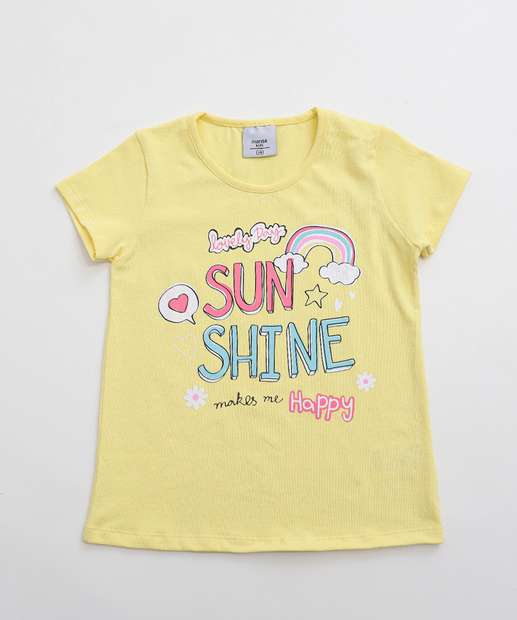 Conjunto Infantil Estampa Flores Marisa Tam 4 a 10 Amarelo