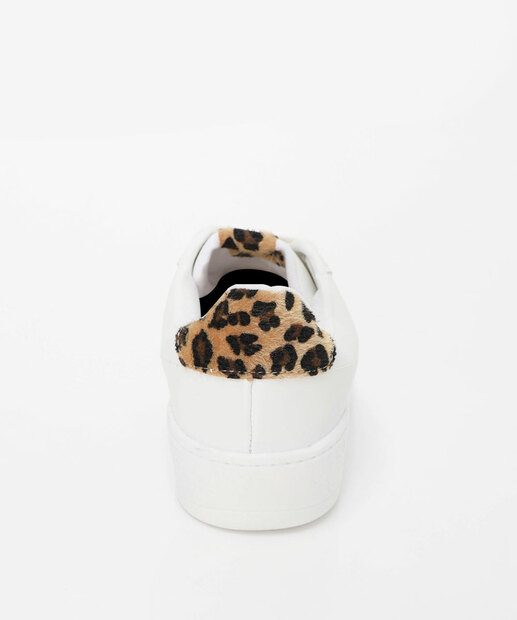 Tênis Feminino Casual Recorte Animal Print Branco