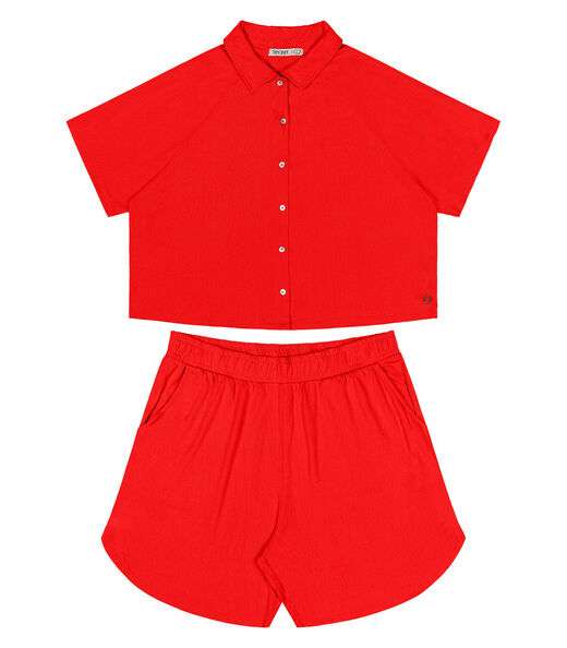 Conjunto Plus Size Camisa Com Bermuda Secret Glam Laranja