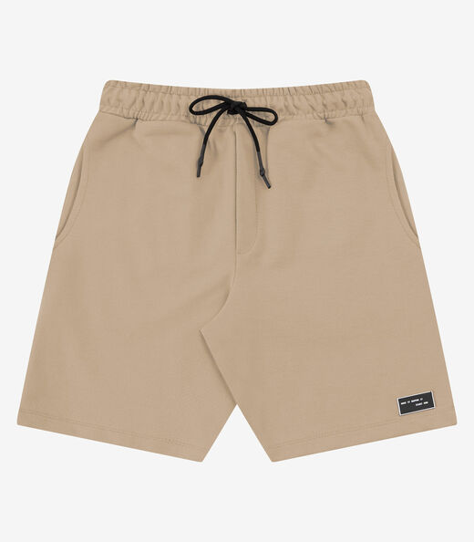 Bermuda Masculina Moletom Sarjado Com Bolso Minty Bege