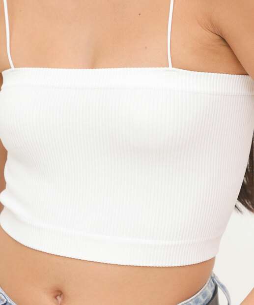 Blusa Cropped Regata Feminina Marisa Bege