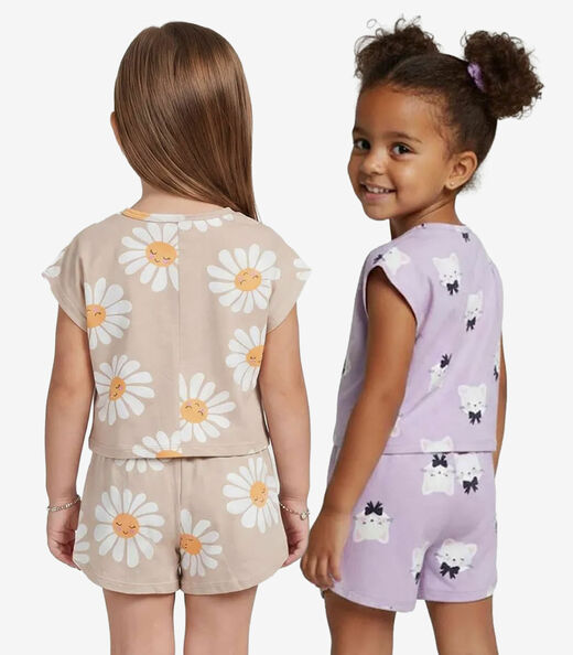 Kit 2 Conjuntos Infantis Feminino Short E Blusa Select Sortido