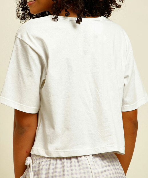 Blusa Juvenil Cropped Estampa Frontal Marisa Tam 10 a 16