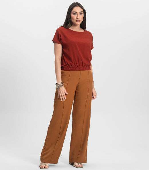 Blusa Feminina manga curta Infinita Cor Laranja