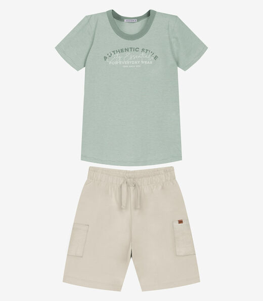 Conjunto Infantil Camiseta Com Bermuda Trick Nick Verde