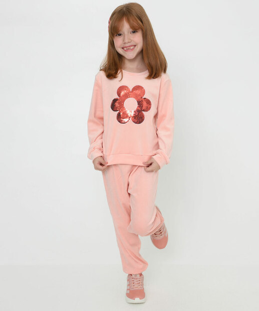 Image_Conjunto Infantil Plush Flor Paetê Marisa Tam 4 a 10 Rosa