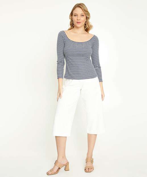 Blusa Feminina Listrada Manga Longa Marisa