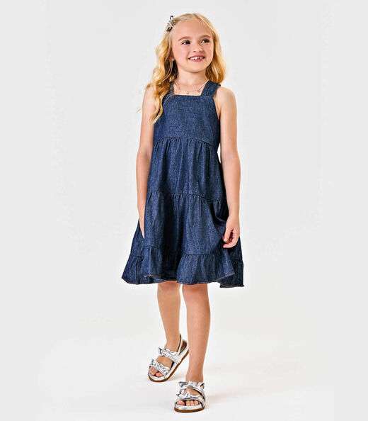 Vestido Infantil Jeans Feminino Trick Nick Azul