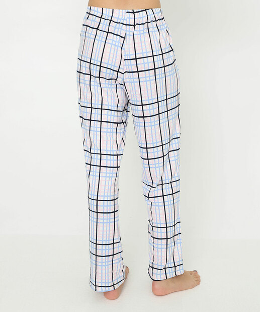 Calça Pijama Feminino Avulso Xadrez Marisa Off White
