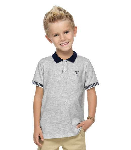 Camisa Polo Infantil Masculina Trick Nick Cinza