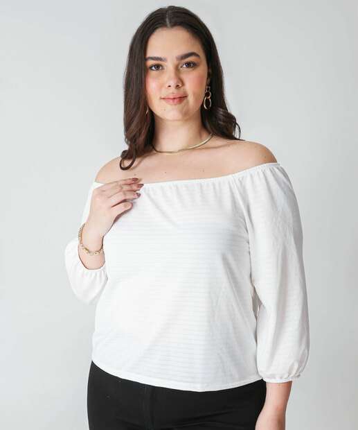 Image_Blusa Plus Size Ciganinha Feminina Manga 7/8 Marisa