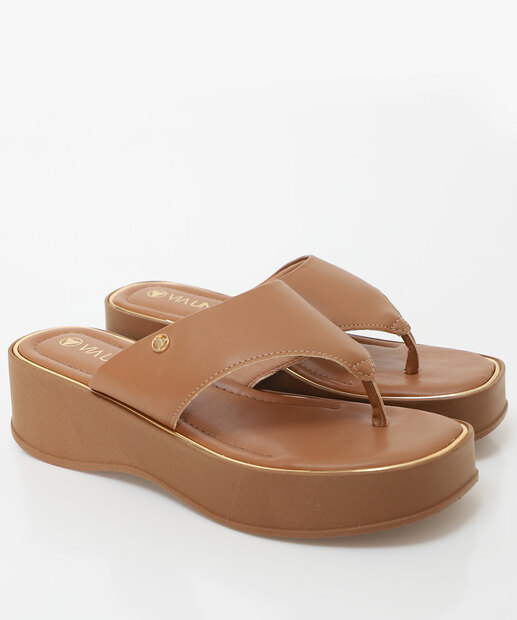 Tamanco Feminino Flatform Tiras Via Uno Marrom