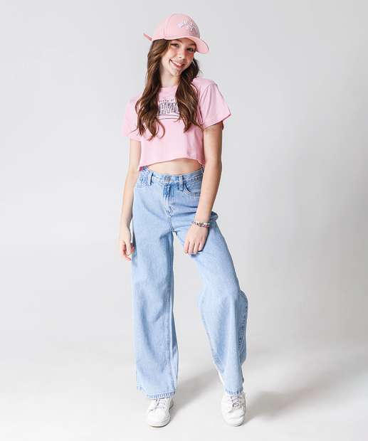 Blusa Juvenil Cropped Estampado Marisa Tam 10 a 16 Rosa