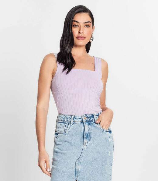 Regata Canelada Feminina Infinita Cor Roxo