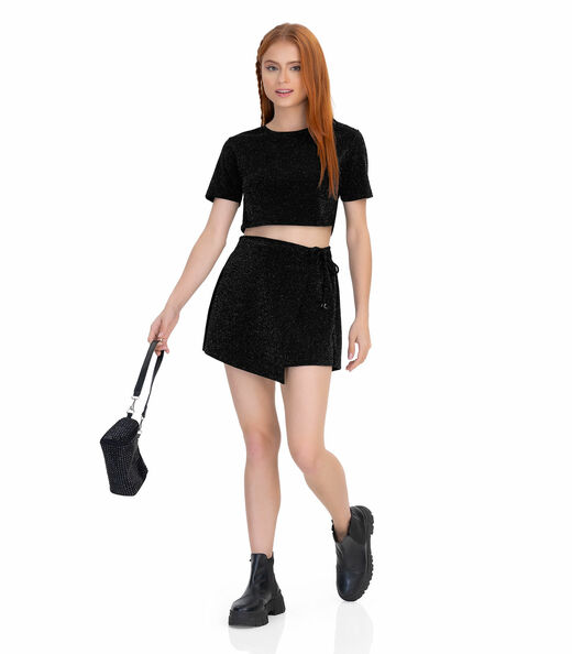 Blusa Juvenil Feminina Em Lurex Minty Preto