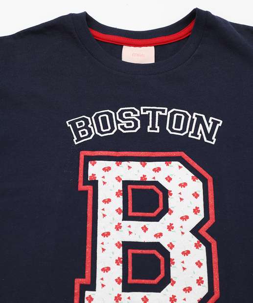 Blusa Infantil Estampa Frontal Babado Marisa Tam 4 a 10 Azul