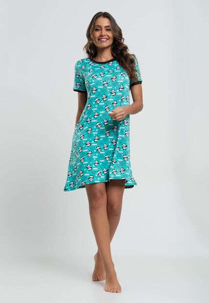 Camisola Manga Curta Panda Malha Verde Salvatore Fashion