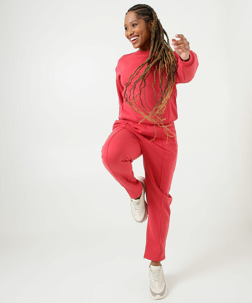 Calça Moletom Flanelado Feminina Reta Marisa